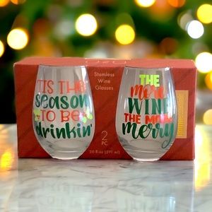 Stemless Essentials Holiday Set of Two Wine Glasses